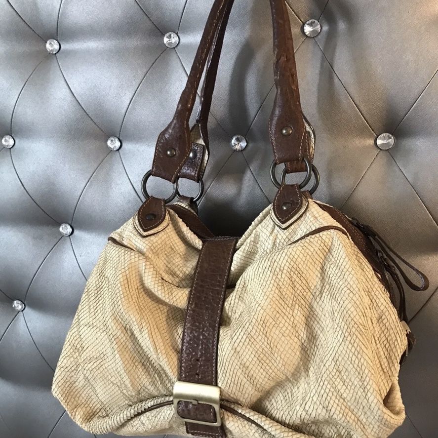 Aleanto Collezioni Large Italian Leather Orange Hand Shoulder Bag NWT