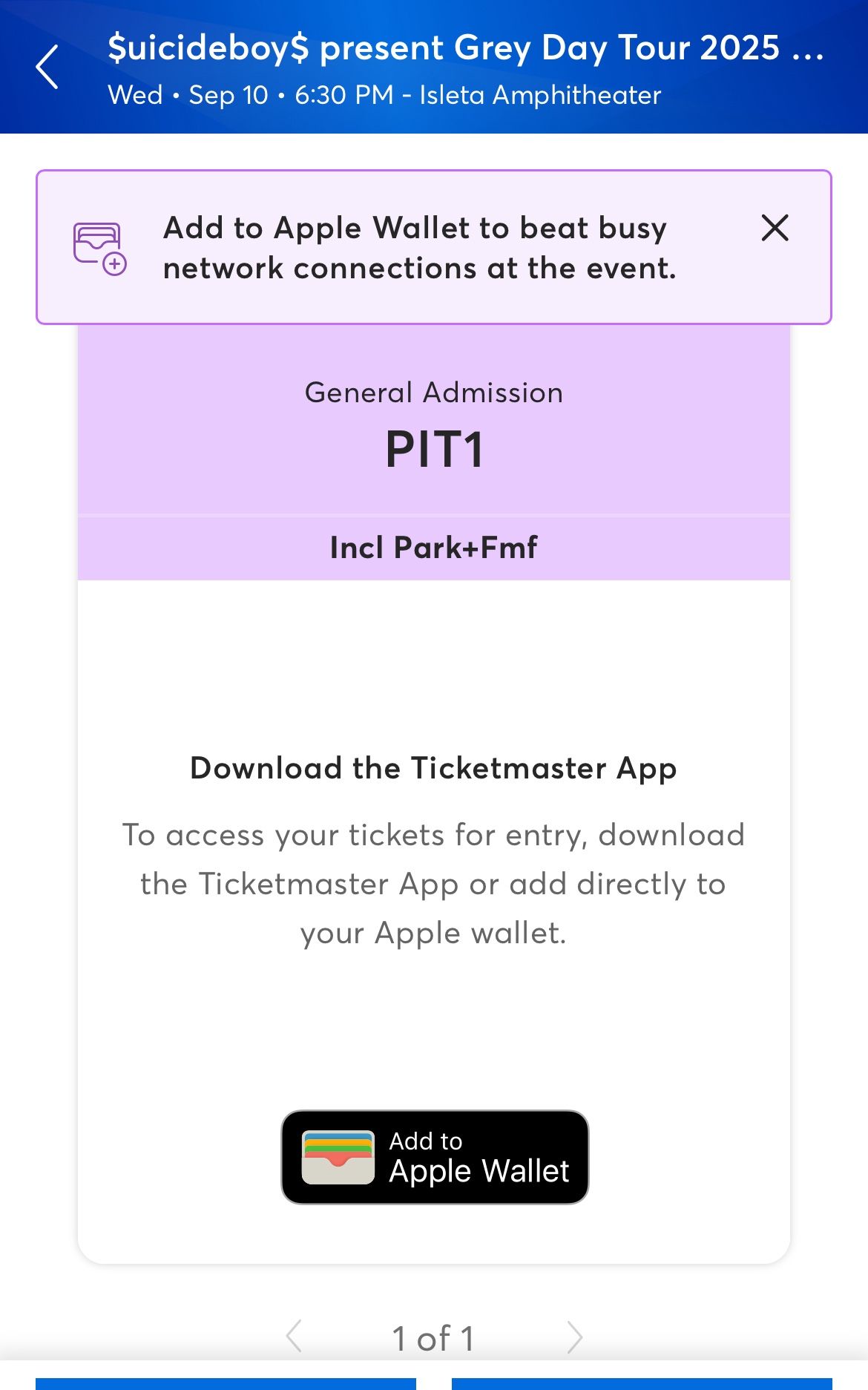 Suicide Boys Pit Ticket