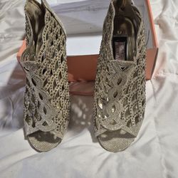 Gold Studded Dance Shoes. 2" Heels