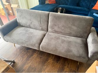 Modern Grey Velvet Sleeper Sofa ✨