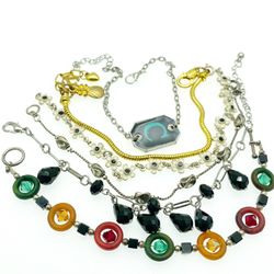 6 Bracelets Bundle Chains Charms Gold Silver Tone Vintage To Now