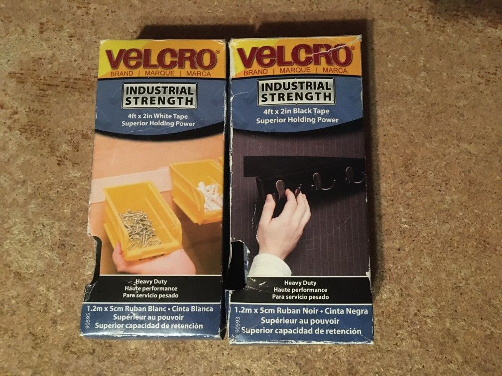 Lot Of Two Velcro Industrial Strength Fastener Tape 2 Inch By 4 Ft Black And White