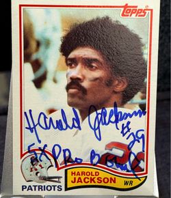 Harold Jackson signed Topps New England Patriots football trading card