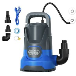PANRANO 1HP Submersible Water Pump – 3500 GPH – Portable, Like New