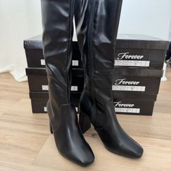  Forever Black Boots with A Heel
