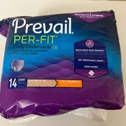 New Prevail PER-FIT Adult Diapers Disposable Underwear X-LARGE 14CT