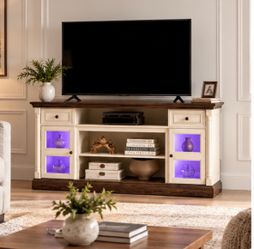 Streamdale Furniture Streamdale Farmhouse TV Stand 70-inch Entertainment Center with LED