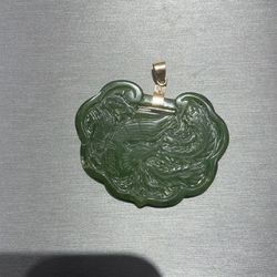 14k Rose Gold Jade Pendant 