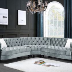 Brand New Light Blue Velvet Sectional