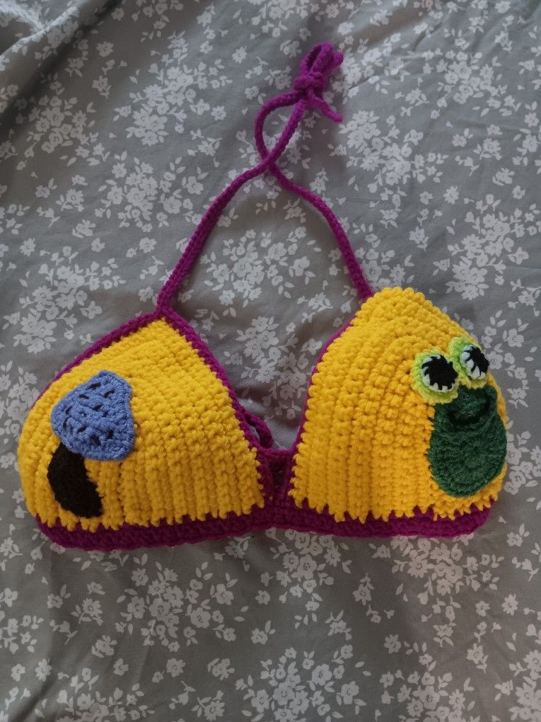 Mushroom And Frog Bikini Top