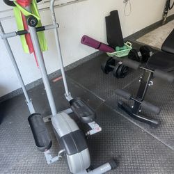 Exercise Weight Bench, Elliptical, Mats, Weights, Yoga Mat, Exercise Bands- Take All $100