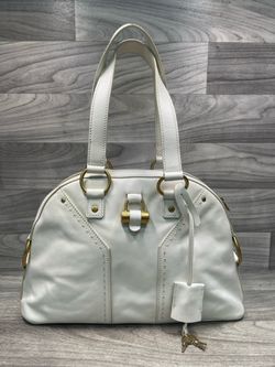 Saint Laurent Muse White Leather Satchel - Authentic (A1D000784)