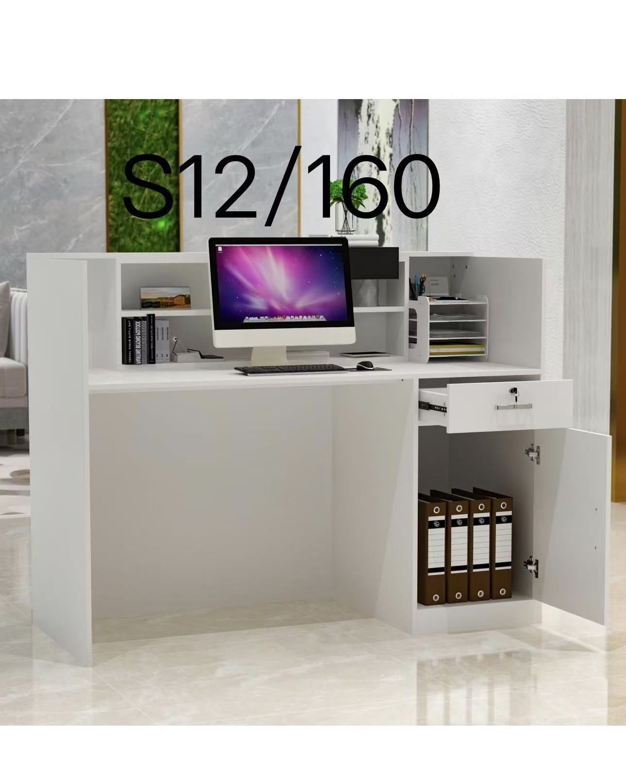 S13🔥Vanity Set with Rectangular Mirror, Makeup Vanity Dressing Table with 5 Drawers, Shelves, Dresser Desk and Cushioned Stool Set (B White/Lighted M