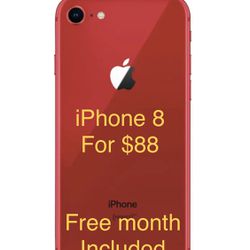 Apple iPhone 8 New $88 With Free Month Included 