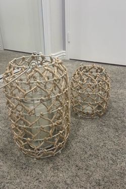 Woven Rope Wire Candle Lanterns small and big