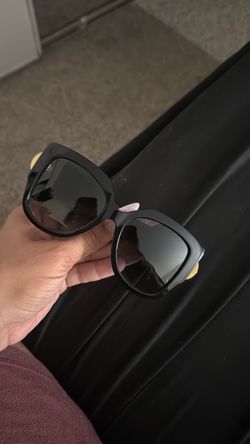 Black Oversized Square Sunglasses with Gold Detail