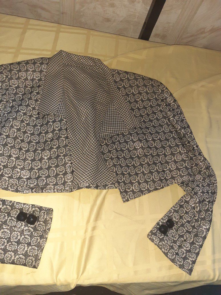 Black Bedazzled Cropped Jacket Top