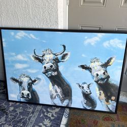 Fun Cow Framed Canvas 34x50”