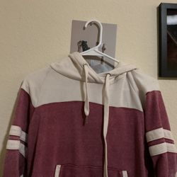 Burgundy and cream striped hoodie #hoodie  burgundy, cream, striped, hoodie, casual, oversized, fleece, pullover, cozy, athletic