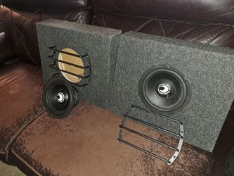 ($80) RA Audio 800w RMS Car Audio 8" Dual Voice Coil Subwoofers + Enclosures w/ Speaker Guards. 1Pair of everything.
