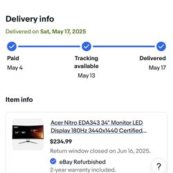 Acer Nitro EDA343 34" CURVED & DOUBLE MONITOR ARM