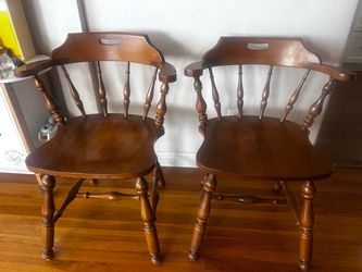 Pair of Wood Windsor Captain's Chairs