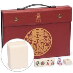 New Yellow Mountain Imports Chinese Mahjong Set, Classic Ivory with 146 Ivory Colored Small Tiles, Vinyl Case, Wind Indicator and Dice - for Chinese S