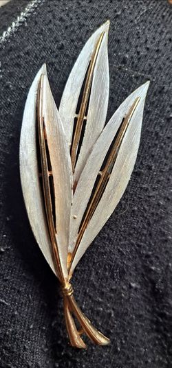 Silver and Gold Leaf Brooch Pin