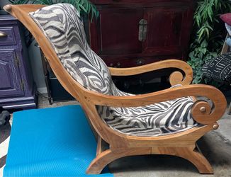 Vintage Indonesian “Campeache” Teak Plantation Chair - fully restored & reupholstered
