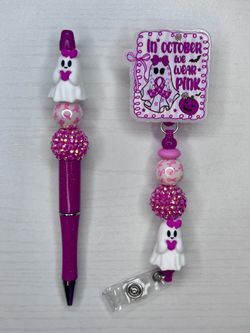 BREAST CANCER AWARENESS BADGE REEL & PEN SET
