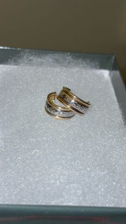 10k  Diamond Cut Two tone Hoops