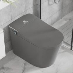 Elongated Bidet Toilet 1. 28GPF in Grey with Auto Open & Flush Auto Soft Close Seat and Hands-Free Adjusted Heated Seat