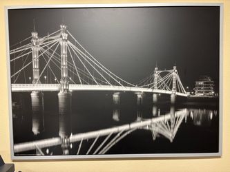 Black and White Bridge Night Photo Framed Print