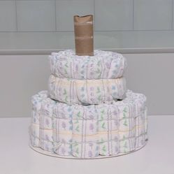 Two Tier Diaper Cake, Size 2 Kirkland Diapers