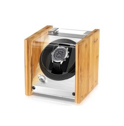 Watch Winder Smith Bamboo Single or Dual Watch Winder for Automatic Watches, Ultra-Quiet Japanese Motor with 12-O’Clock Stop, Fits 26mm-56mm Timepiece