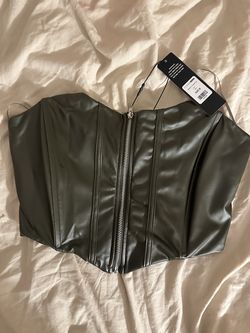 Fashion Nova Sage Green Corset Crop Top (Size M)