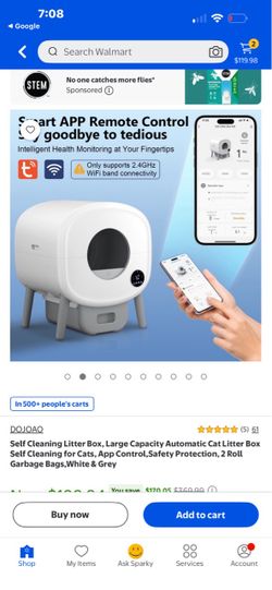 Cumrige Automatic Self Cleaning Cat Litter Box with 2 Roll Garbage Bags, White
