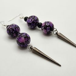 Purple and Black Statement Earrings 
