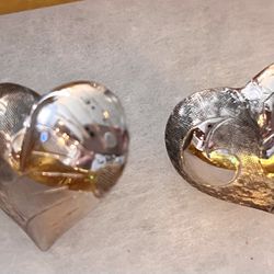 Vintage Etched Sterling Puffy Heart Ear Posts