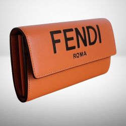 FENDI CONTINENTAL ROMA BROWN LEATHER WALLET 