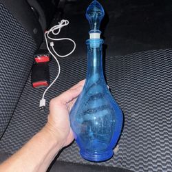 Vintage Blue Glass Genie Bottle