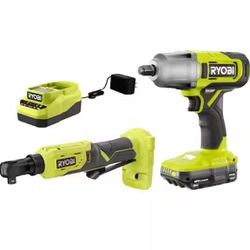  1/2 in. Impact Wrench, 3/8 in. 4-Position Ratchet, 2.0 Ah Battery and Charger