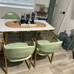 White and gold Scandinavian dining table (no chairs)