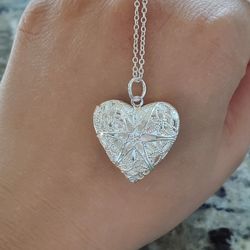 925 Sterling Silver Heart Locket Necklace