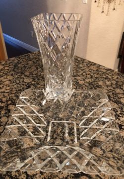 Mikasa Thick glass vase and plate