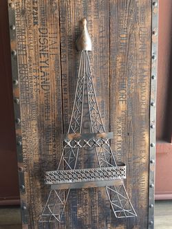 Wood Vintage Eiffel tower Wall Frame