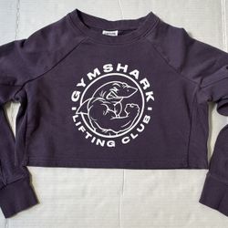 Pre Owned Excellent  Gymshark  Legacy  Cropped Sweatshirt  Printed  Purple  Women  Size XS