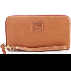 Dooney & Bourke Florentine Leather Zip Around Large  Wristlet NATUAL COLOR Italian Vacchetta