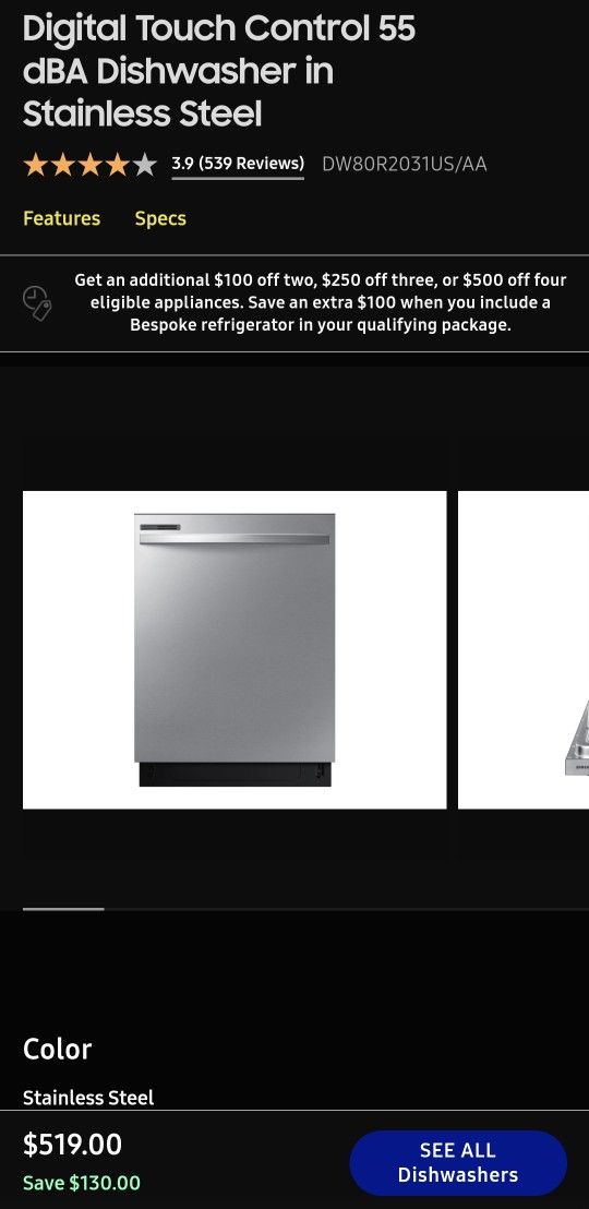 Samsung Dishwasher