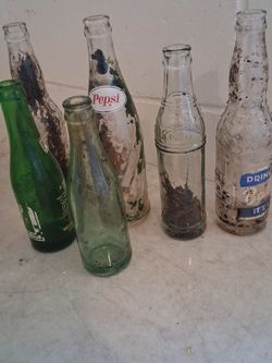Lot of 6 Vintage Soda Glass Bottles